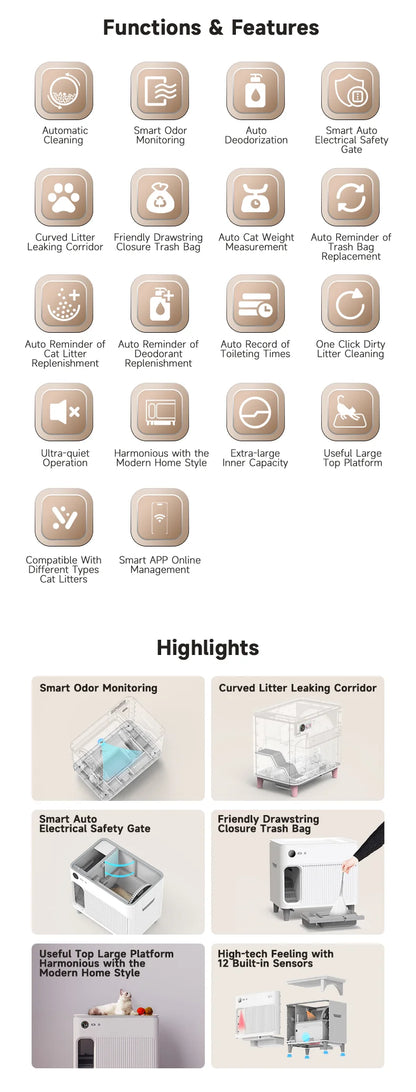 Wholesale New WIFI App Control 4th Generation Smart Cat Toilet Fully Enclosed Automatic Cat Litter Box