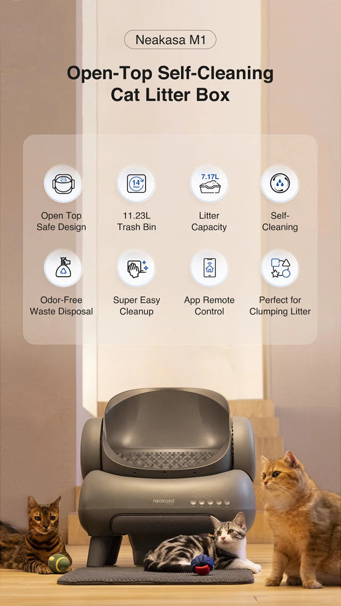 Neakasa M1 Neabot Open Self-Cleaning Automatic Smart Cat Litter Box - Android & IOS Compatible