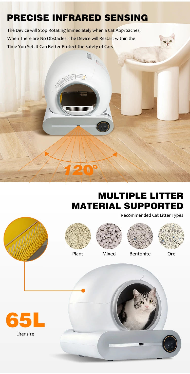 Factory Direct Sale Smart Cat Potty Closed Electric Self Cleaning Supplier Luxury Pet Automatic Cat Litter Box