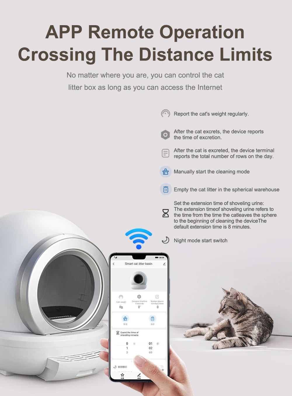 Self-cleaning Cat Litter Tray New App Programme-controlled Automatic Smart Cat Toilet Large and Safe for Multiple Cats