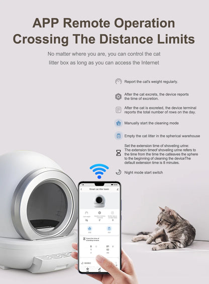 Self-cleaning Cat Litter Tray New App Programme-controlled Automatic Smart Cat Toilet Large and Safe for Multiple Cats