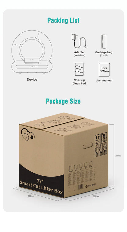 EU Warehouse 2024 New Ti+ Intelligent Automatic Smart Cat Litter Box areneros para gatos Self Cleaning Litter Box for Cats