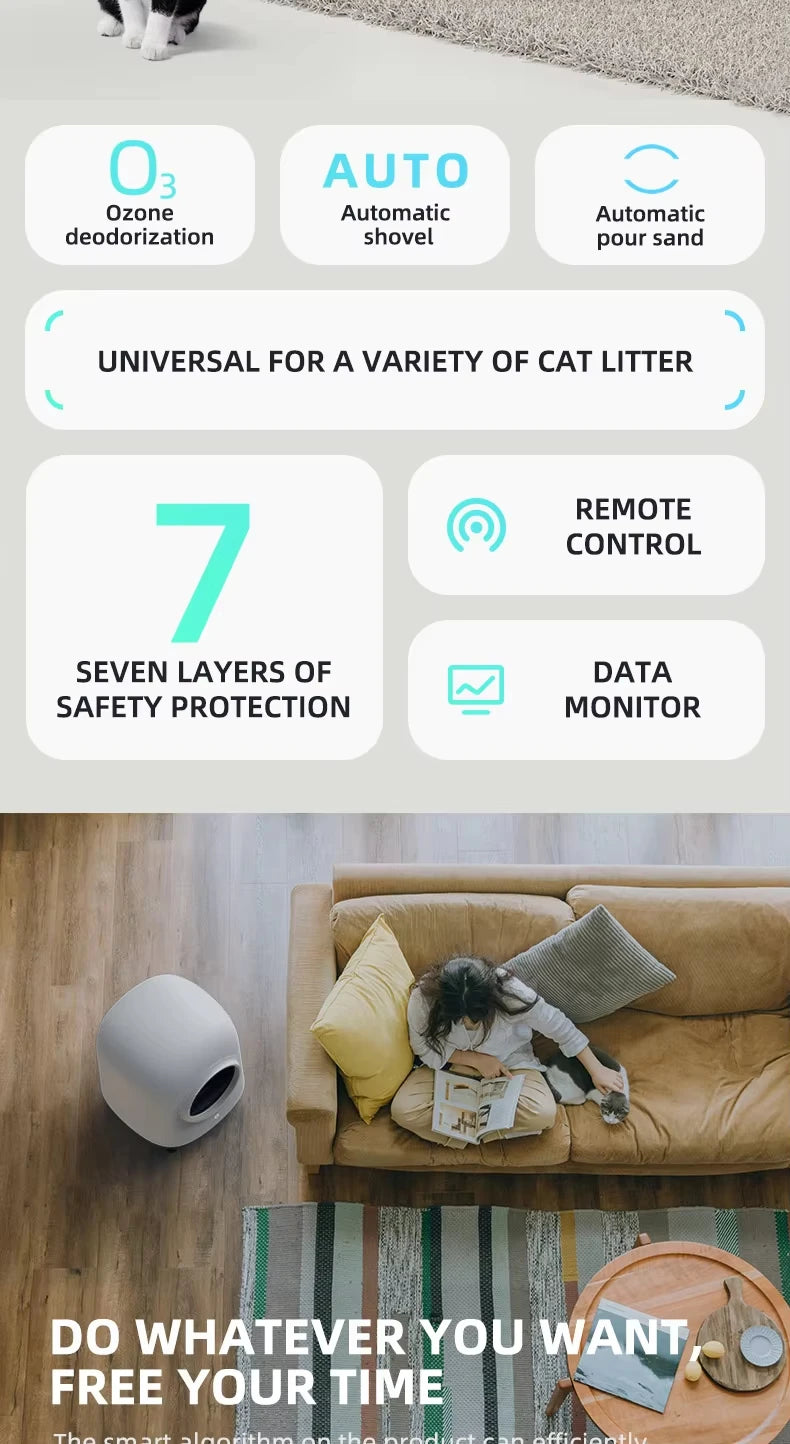 Large Smart litter box APP control automatic smart litter box areneros para gatos cat self-cleaning litter box