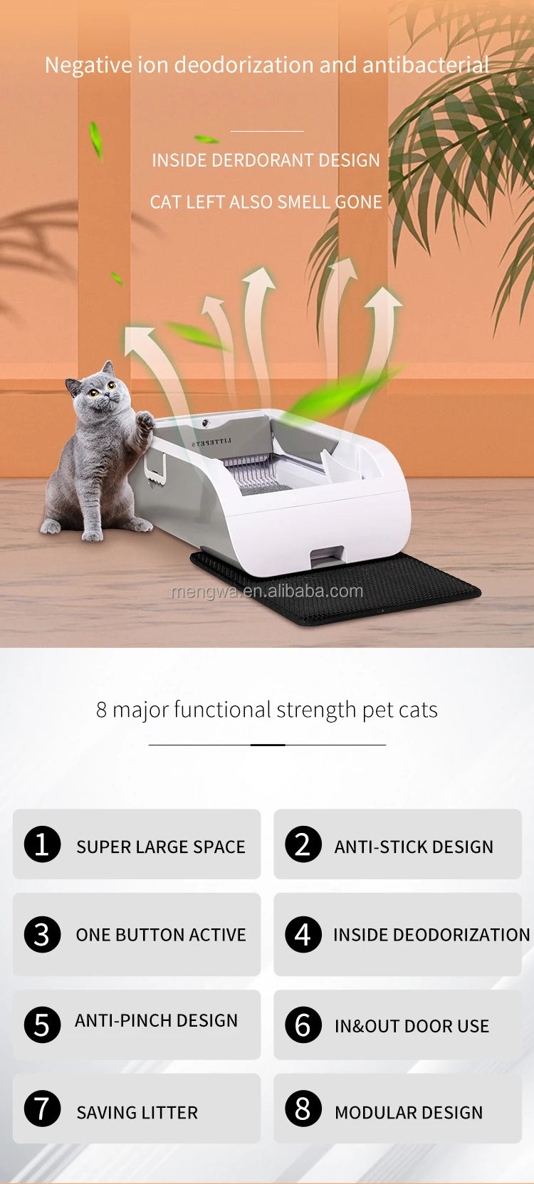 Luxury Large Enclosed Portable Automatic Cat Litter Toilet Auto Smart Intelligent Self Cleaning Cat litter box