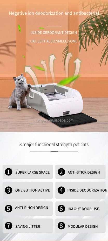 Luxury Large Enclosed Portable Automatic Cat Litter Toilet Auto Smart Intelligent Self Cleaning Cat litter box