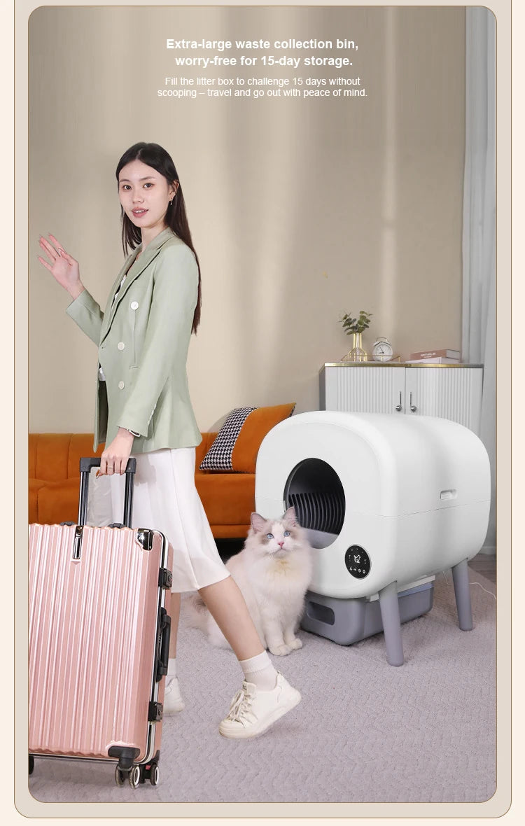 Factory Smart Cat Toilet 76L Large space APP remote control One click poop removal Automatic self cleaning litter box for cats