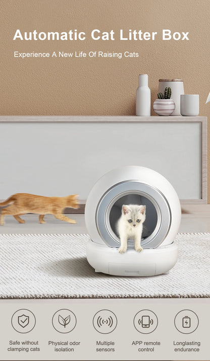 Self-cleaning Cat Litter Tray New App Programme-controlled Automatic Smart Cat Toilet Large and Safe for Multiple Cats