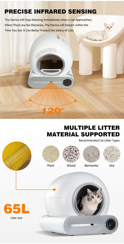 Factory Direct Sale Smart Cat Potty Closed  Self Cleaning Supplier Luxury Pet Automatic Cat Litter Box