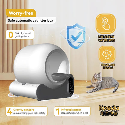 Automatic Cat Litter Box with APP Control Odor Removal Safety Protection for Multiple Cats Smart Cat Litter Box & Accessories