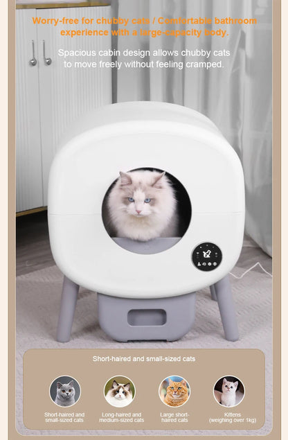 Factory Smart Cat Toilet 76L Large space APP remote control One click poop removal Automatic self cleaning litter box for cats