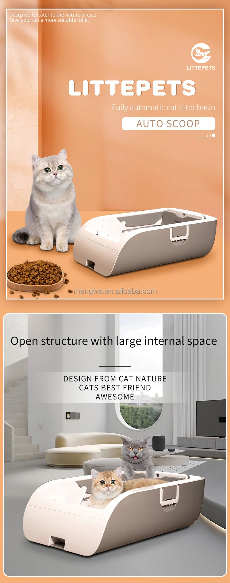 Luxury Large Enclosed Portable Automatic Cat Litter Toilet Auto Smart Intelligent Self Cleaning Cat litter box