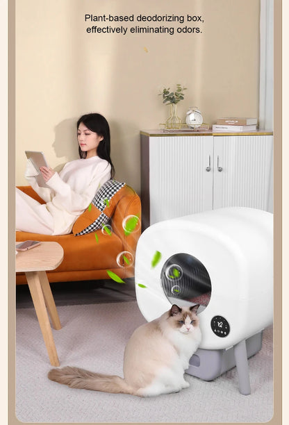 Factory Smart Cat Toilet 76L Large space APP remote control One click poop removal Automatic self cleaning litter box for cats