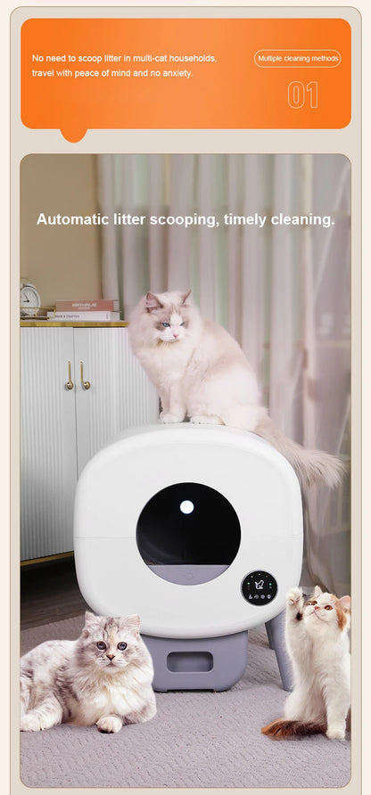 Factory Smart Cat Toilet 76L Large space APP remote control One click poop removal Automatic self cleaning litter box for cats