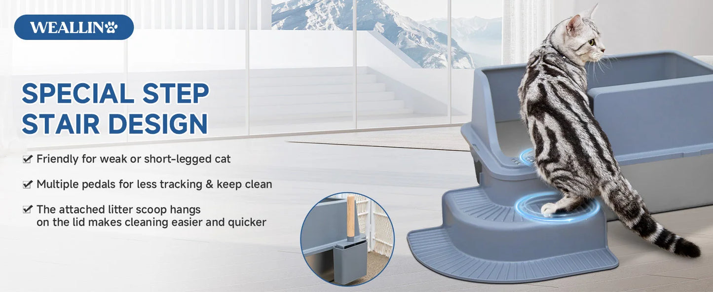 High Quality Smart Cat Litter Box Enclosed Stainless Steel & Plastic with High Absorption for Pet Cleaning