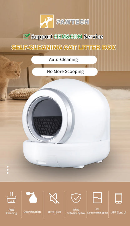 Self Cleaning Cat Litter Box, Large Automatic Cat Litter Box with APP Control 2.4GHz Wi-Fi Supported Smart Litter Box for Cats