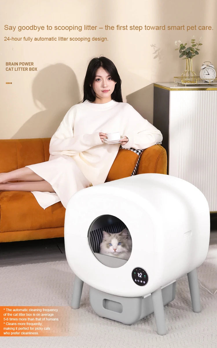 Factory Smart Cat Toilet 76L Large space APP remote control One click poop removal Automatic self cleaning litter box for cats