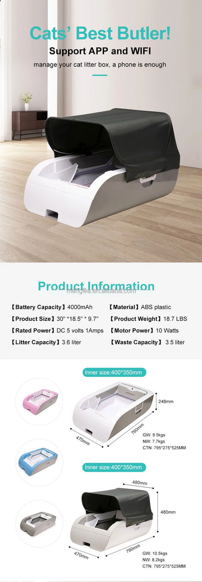 Automatic Cat Litter Box Smart App Control Self Cleaning Litter Boxes Cat Sandbox Electronic Pet odor toilet