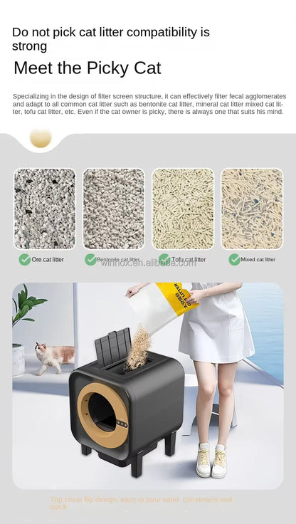 Muti-colorful  Design pets accesory 70L large space quick self cleaning cat litter box APP Control Intelligent Cat Toilet