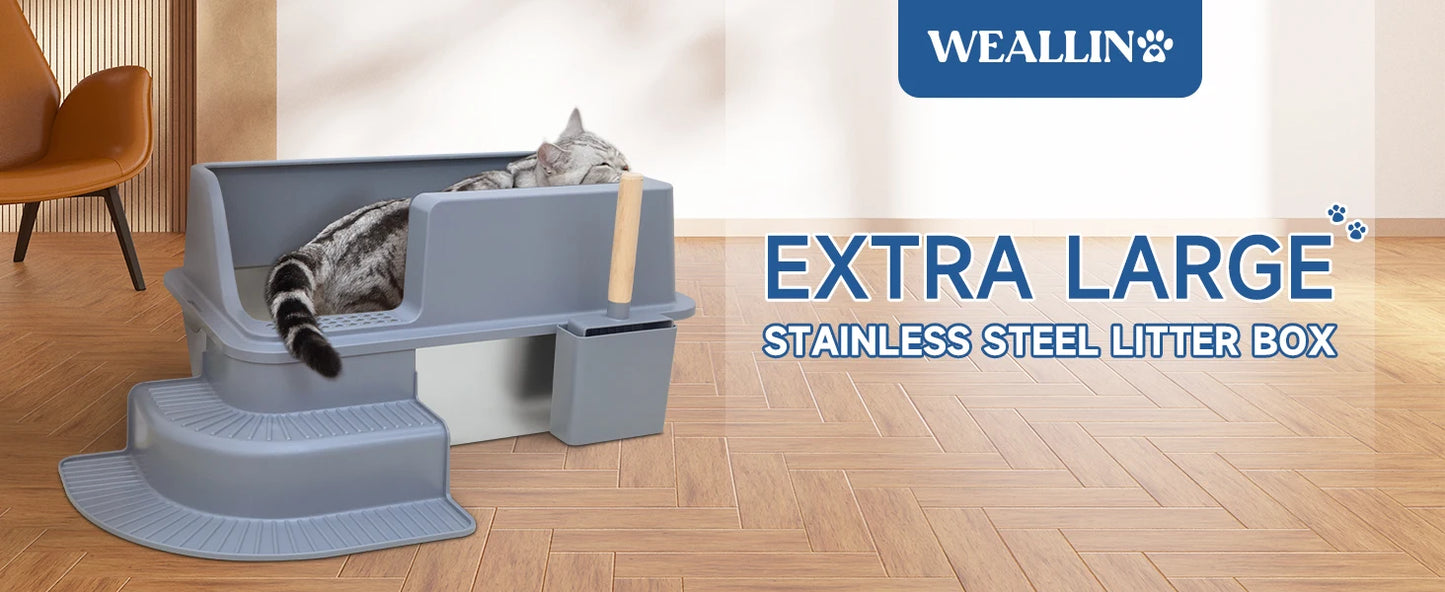 High Quality Smart Cat Litter Box Enclosed Stainless Steel & Plastic with High Absorption for Pet Cleaning