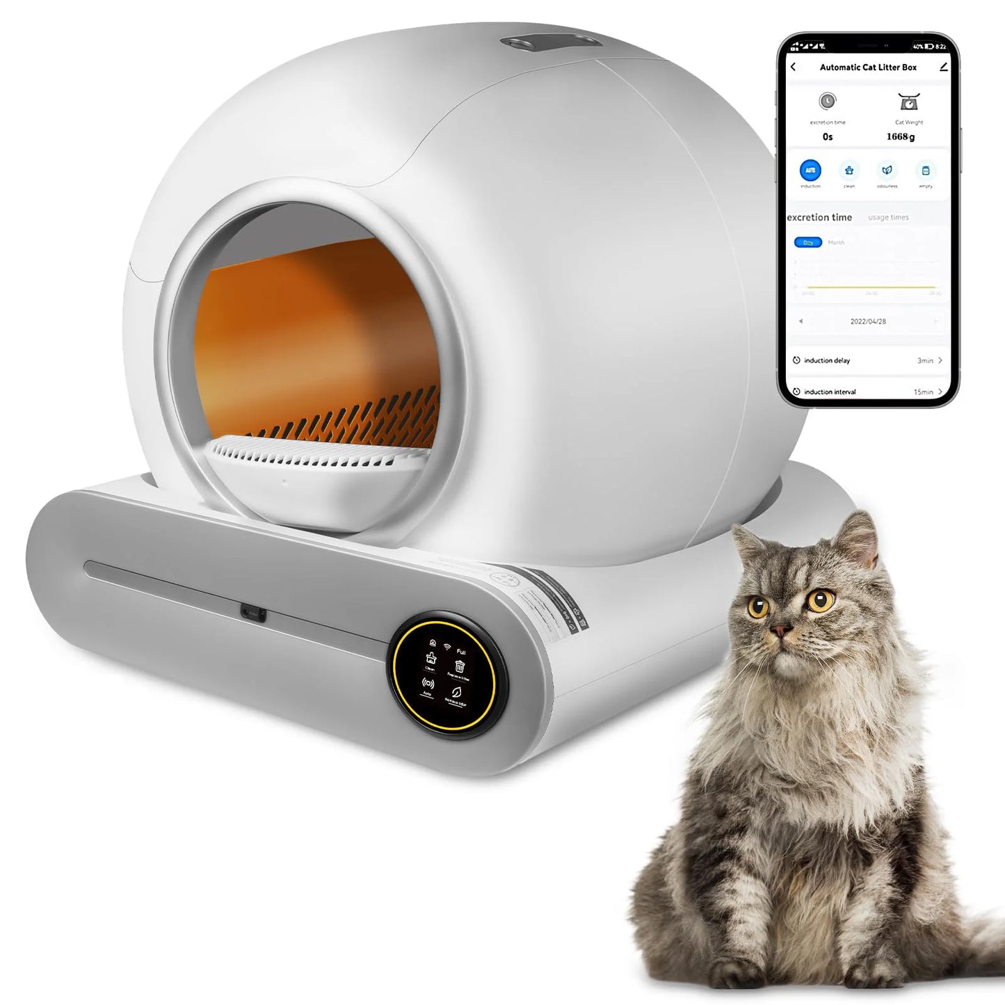 APP Control Low Noise Self Cleaning Safety Large Capacity Automatic Cat Litter Box for Multiple Cats