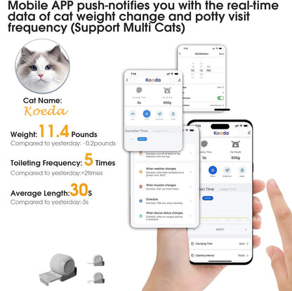 Automatic Cat Litter Box with APP Control Odor Removal Safety Protection for Multiple Cats Smart Cat Litter Box & Accessories