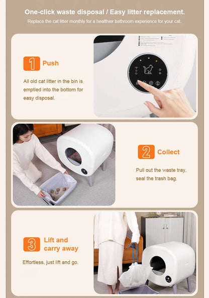 Factory Smart Cat Toilet 76L Large space APP remote control One click poop removal Automatic self cleaning litter box for cats