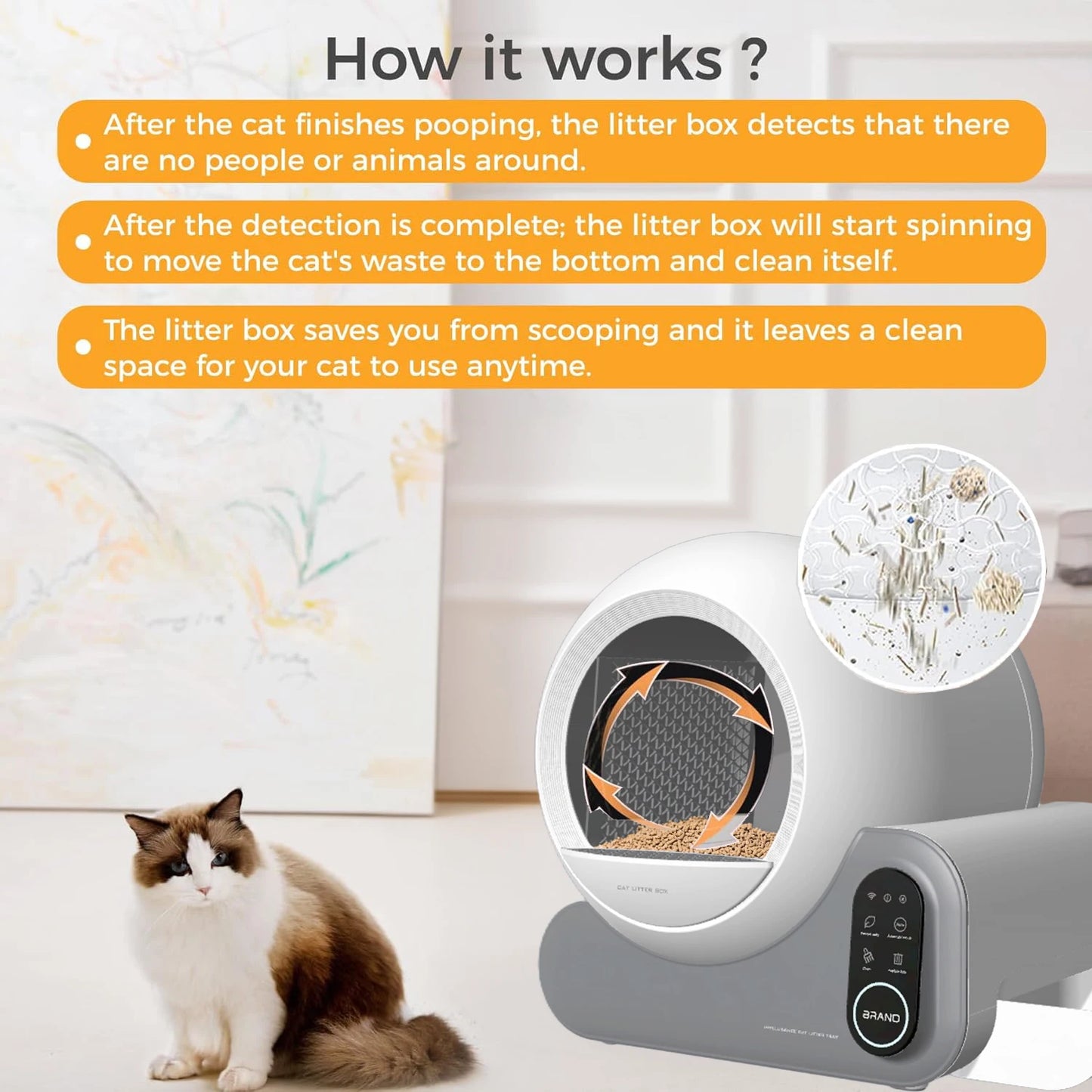 Automatic Cat Litter Box with APP Control Odor Removal Safety Protection for Multiple Cats Smart Cat Litter Box & Accessories