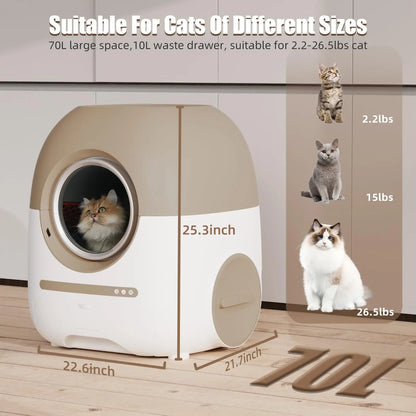 Wifi App Control Self Cleaning Automatic Cat Litter Box 80l Negative Ion Deodorization Smart Cat Toilet