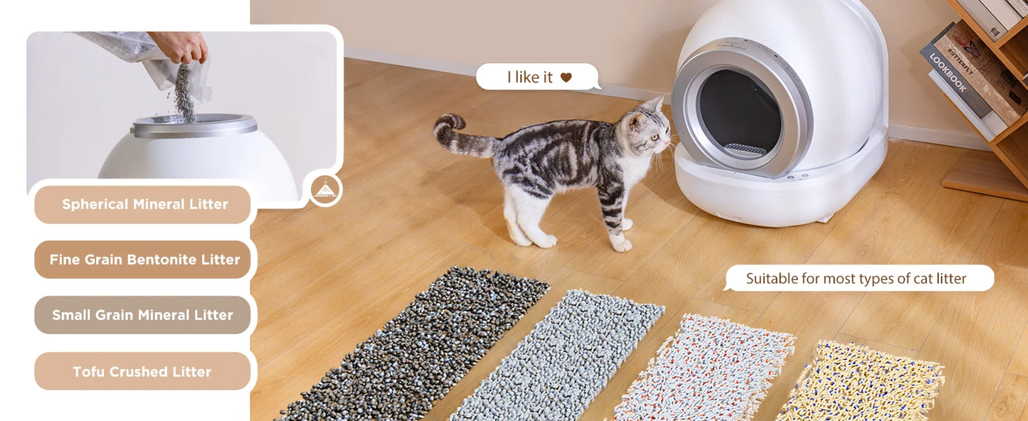 Self Cleaning Cat Litter Box, Large Automatic Cat Litter Box with APP Control 2.4GHz Wi-Fi Supported Smart Litter Box for Cats