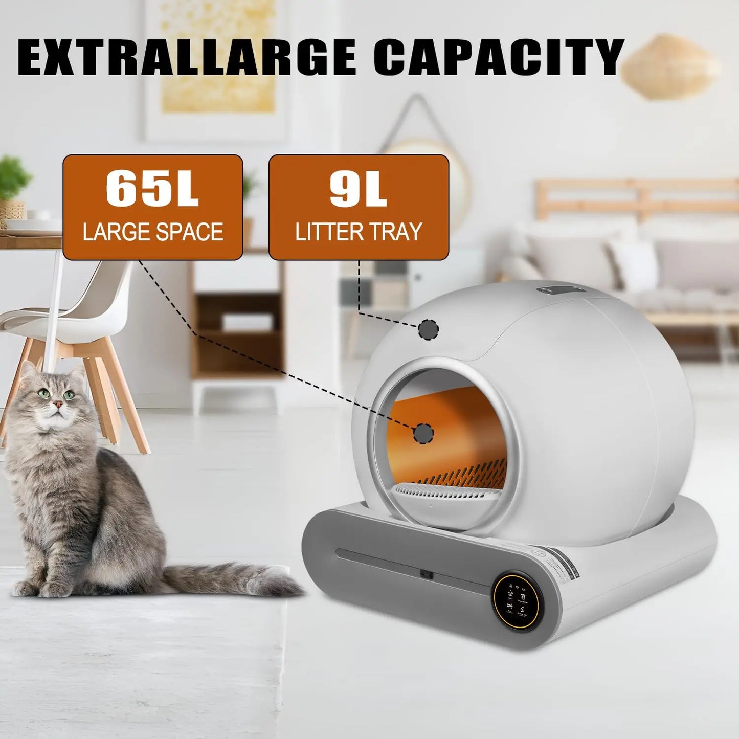 APP Control Low Noise Self Cleaning Safety Large Capacity Automatic Cat Litter Box for Multiple Cats