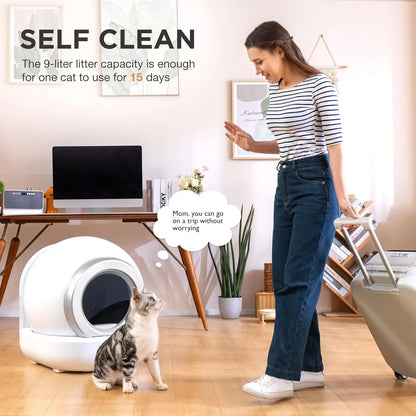 Self Cleaning Cat Litter Box, Large Automatic Cat Litter Box with APP Control 2.4GHz Wi-Fi Supported Smart Litter Box for Cats