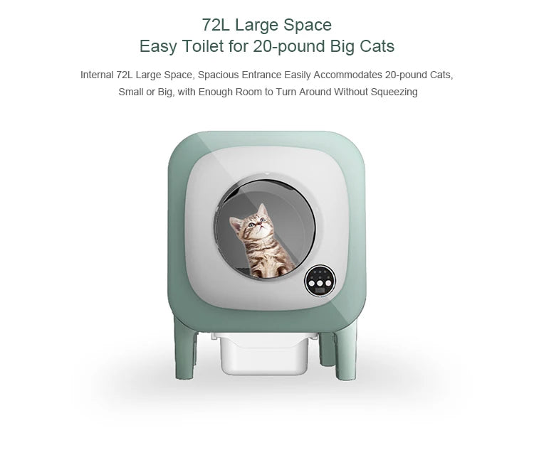 New automatic cat toilet mobile phone control electric cat litter box Large capacity 72 L self-cleaning cat litter box