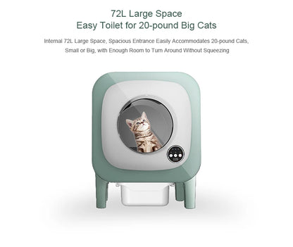 New automatic cat toilet mobile phone control electric cat litter box Large capacity 72 L self-cleaning cat litter box