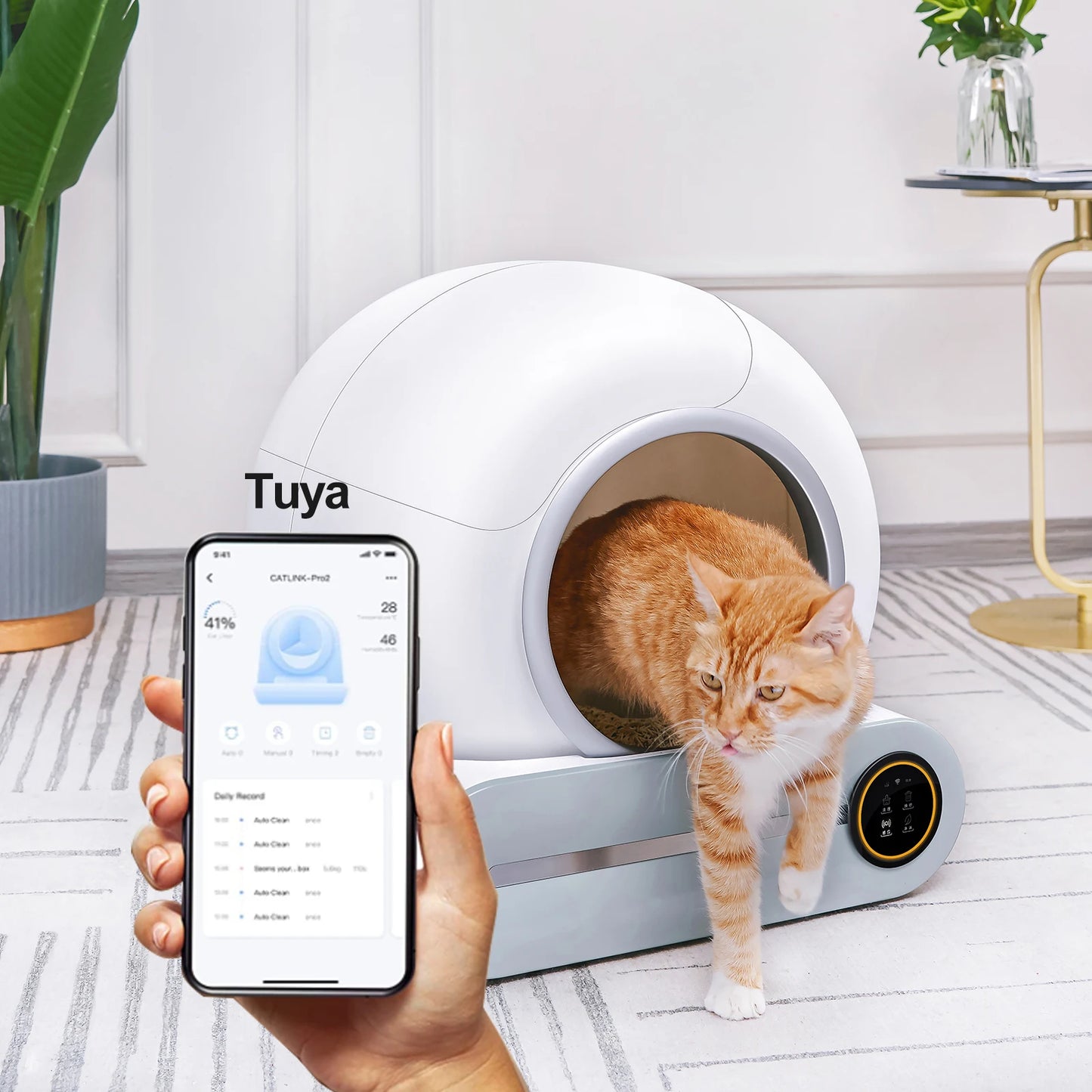 Large Capacity Self Cleaning Cat Litter Box Smart Automatic Cat Litter Box With APP Control For Multiple Cats