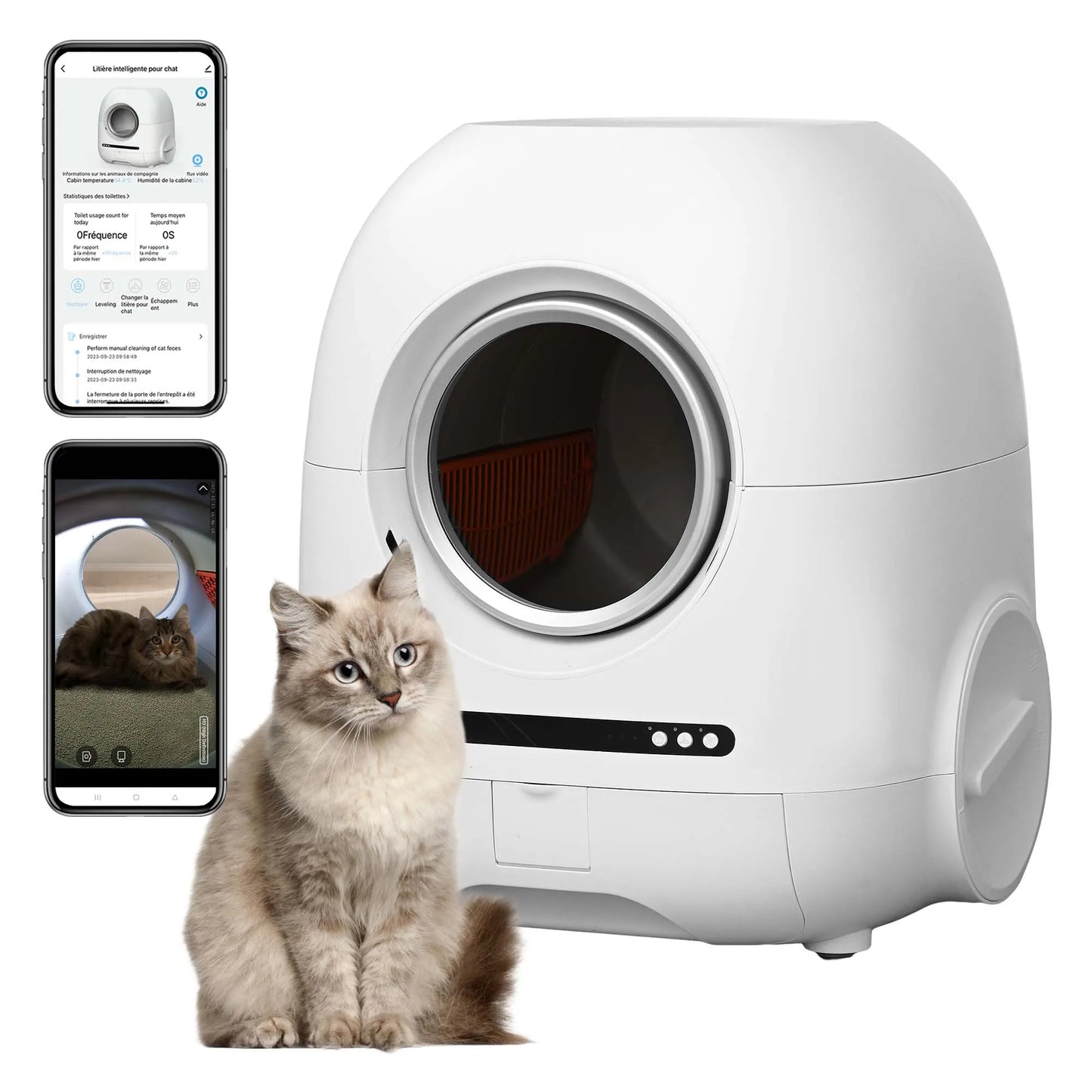 Self Cleaning Litter Box, Automatic Litter Box with APP Control Odor Removal Safety Protection for Multiple Cats Smart Litter