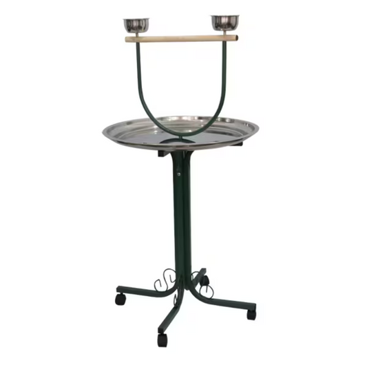 T-Stand With Casters & Stainless Steel Dishes - Black 28"x28"x53"