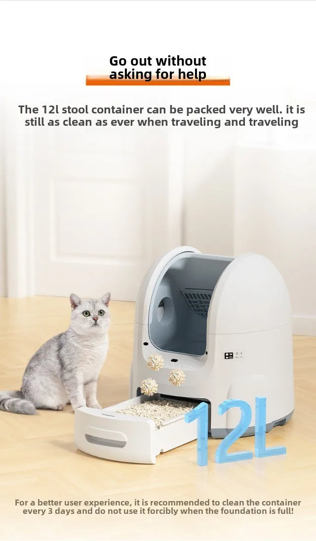 Electronic Pet Cat Litter Box Automatic Self Cleaning Wifi Connection Ultra-Quiet Automatic Cat Litter Box App Control Self