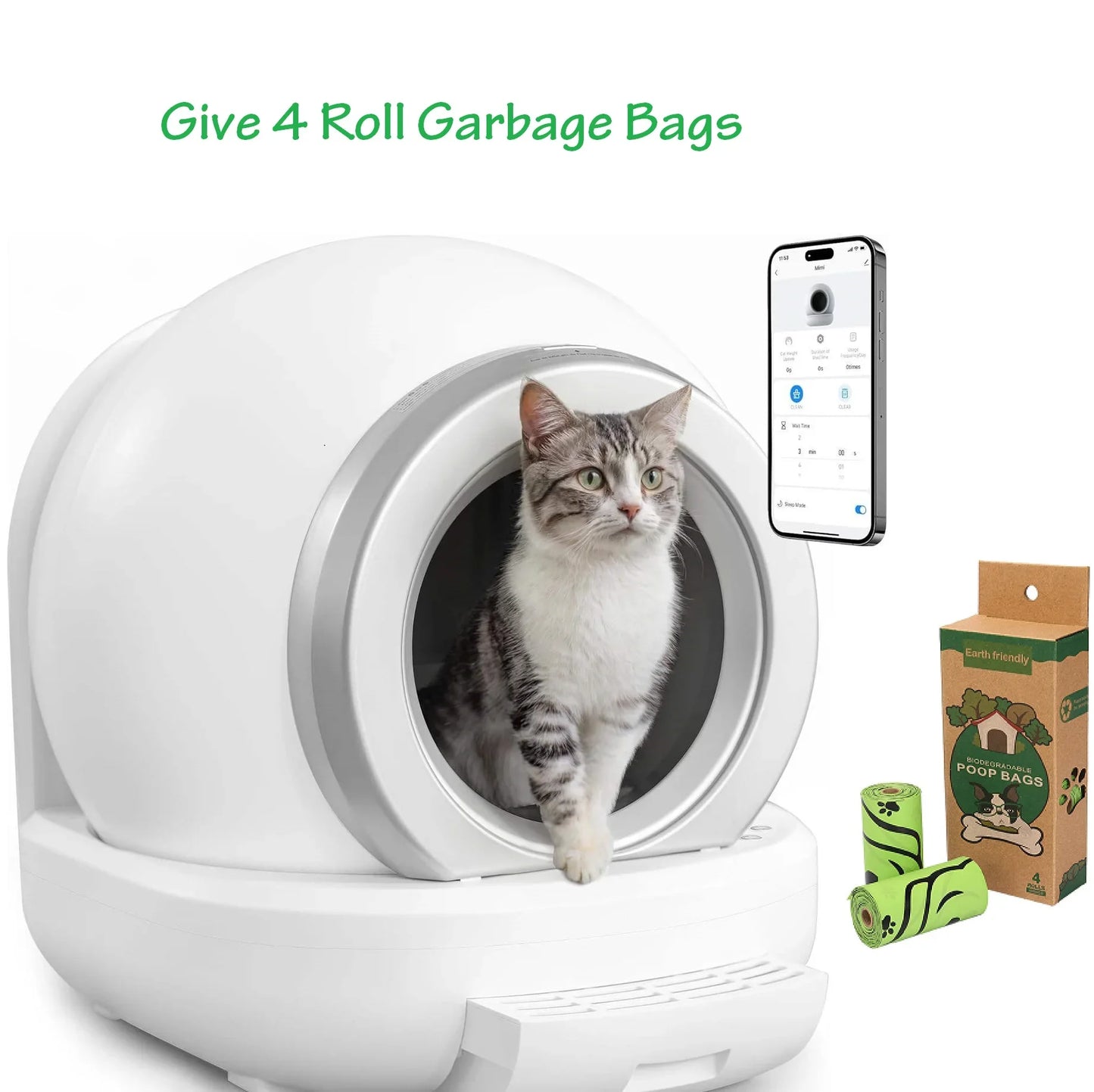 Self Cleaning Cat Litter Box, Large Automatic Cat Litter Box with APP Control 2.4GHz Wi-Fi Supported Smart Litter Box for Cats