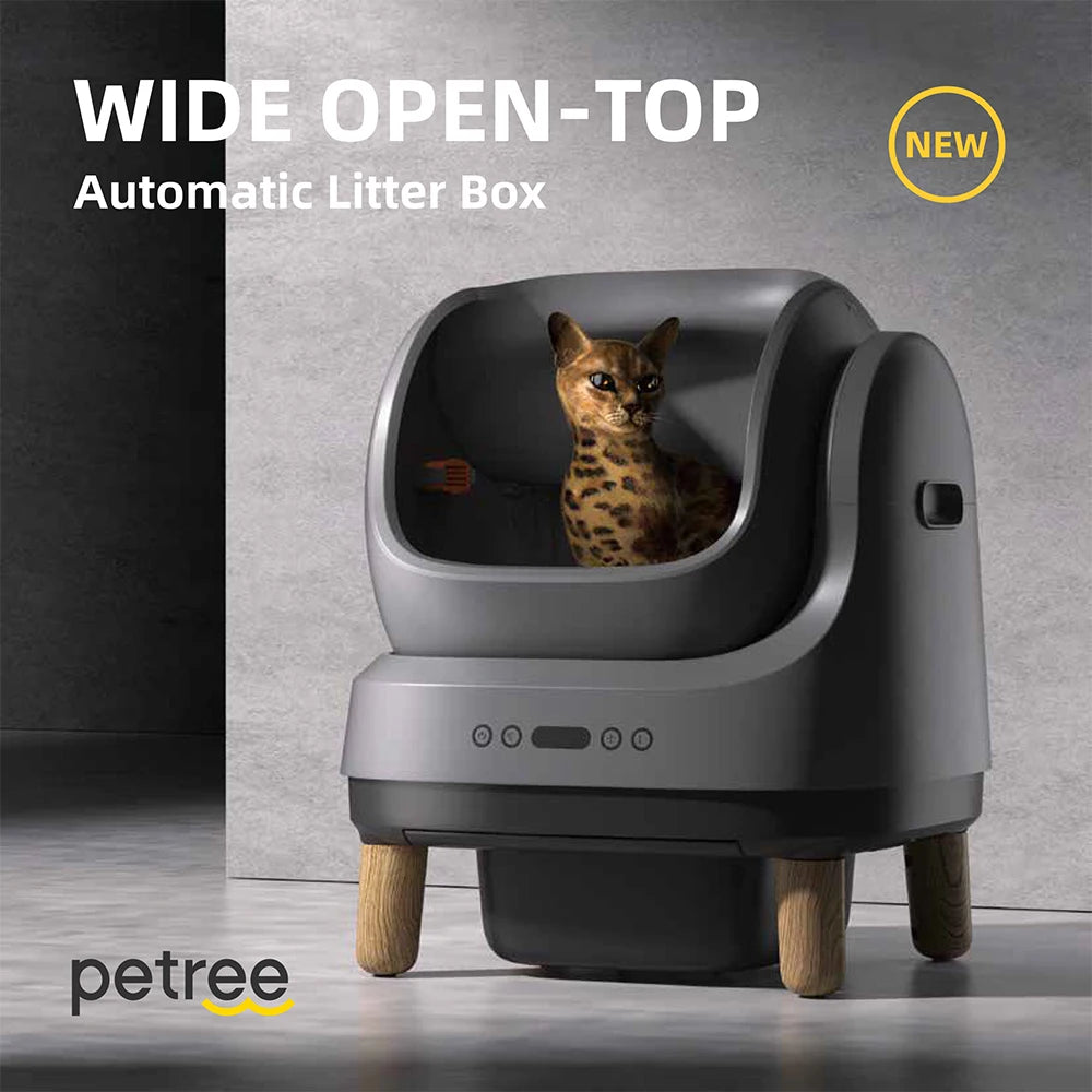 Open-Top Self-Cleaning Cat Litter Box With App Control