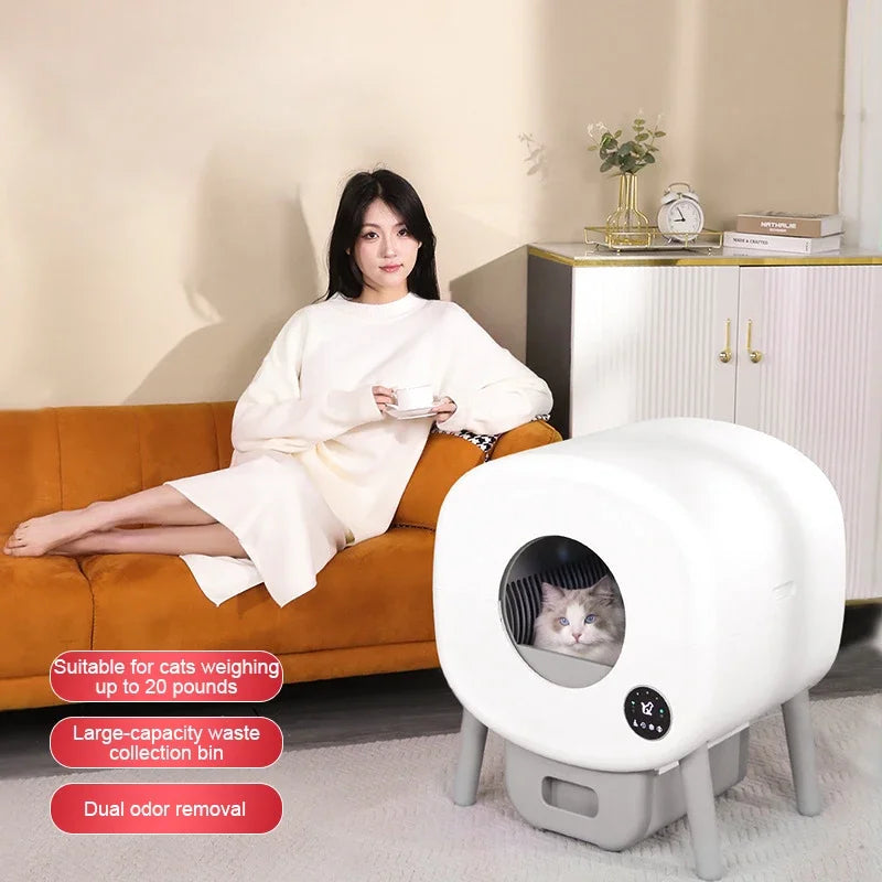 Factory Smart Cat Toilet 76L Large space APP remote control One click poop removal Automatic self cleaning litter box for cats