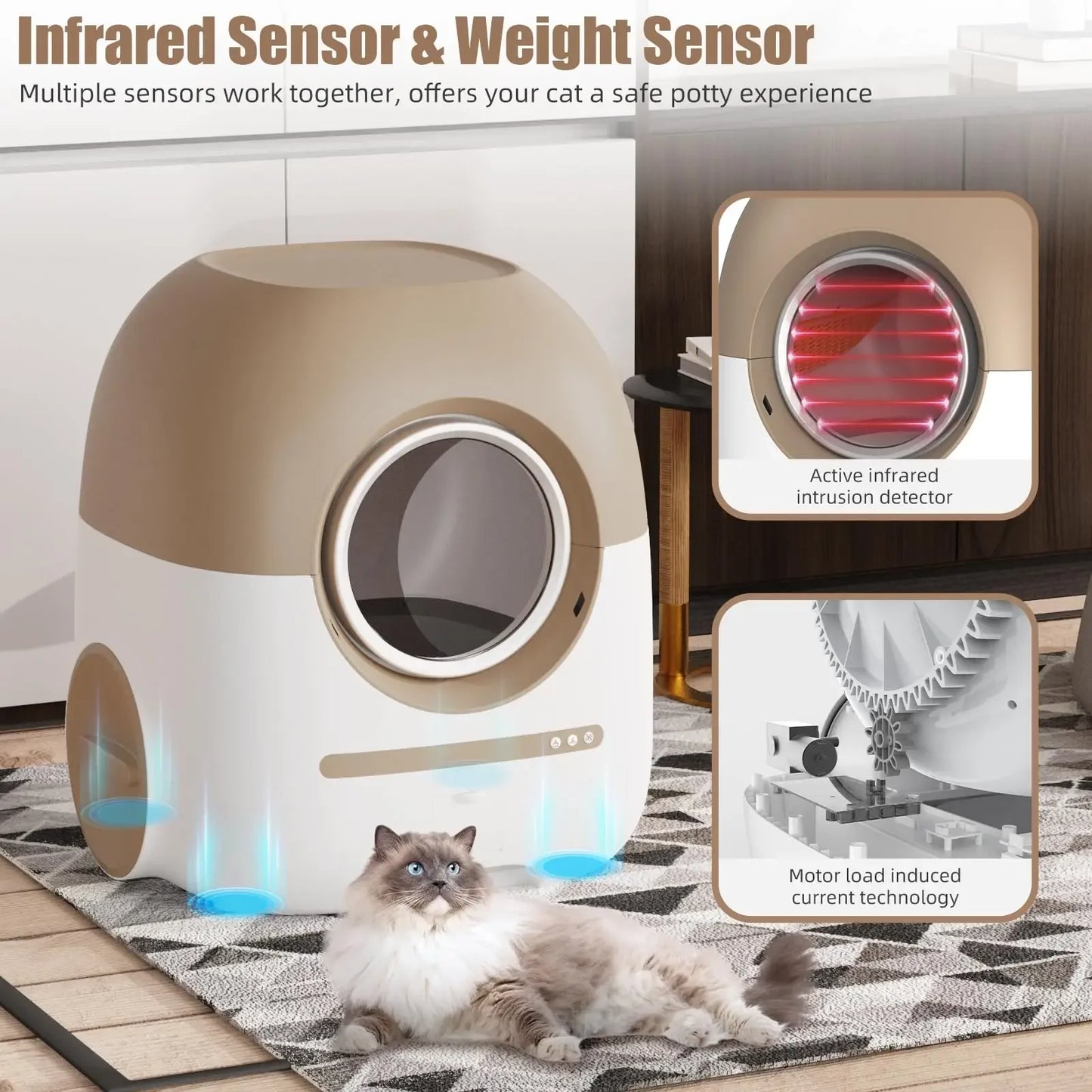 Wifi App Control Self Cleaning Automatic Cat Litter Box 80l Negative Ion Deodorization Smart Cat Toilet