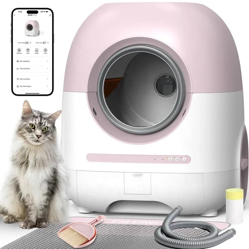 Wifi App Control Self Cleaning Automatic Cat Litter Box 80l Negative Ion Deodorization Smart Cat Toilet