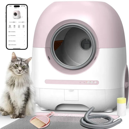 Wifi App Control Self Cleaning Automatic Cat Litter Box 80l Negative Ion Deodorization Smart Cat Toilet