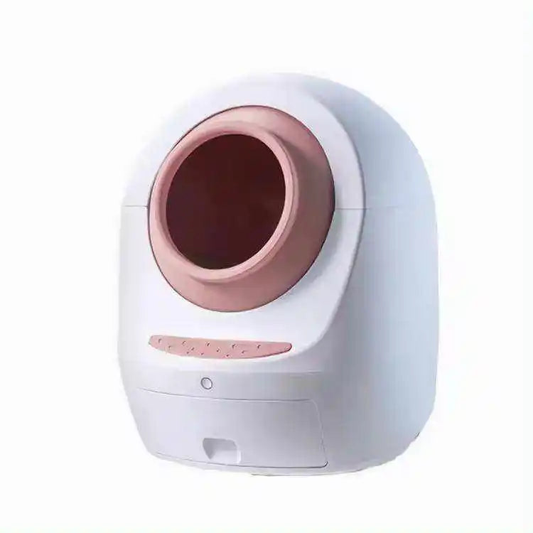 Smart Automatic Cat Litter Box with Self-Cleaning Feature round PP Plastic Easy Clean Mobile App Control Toilet Usage