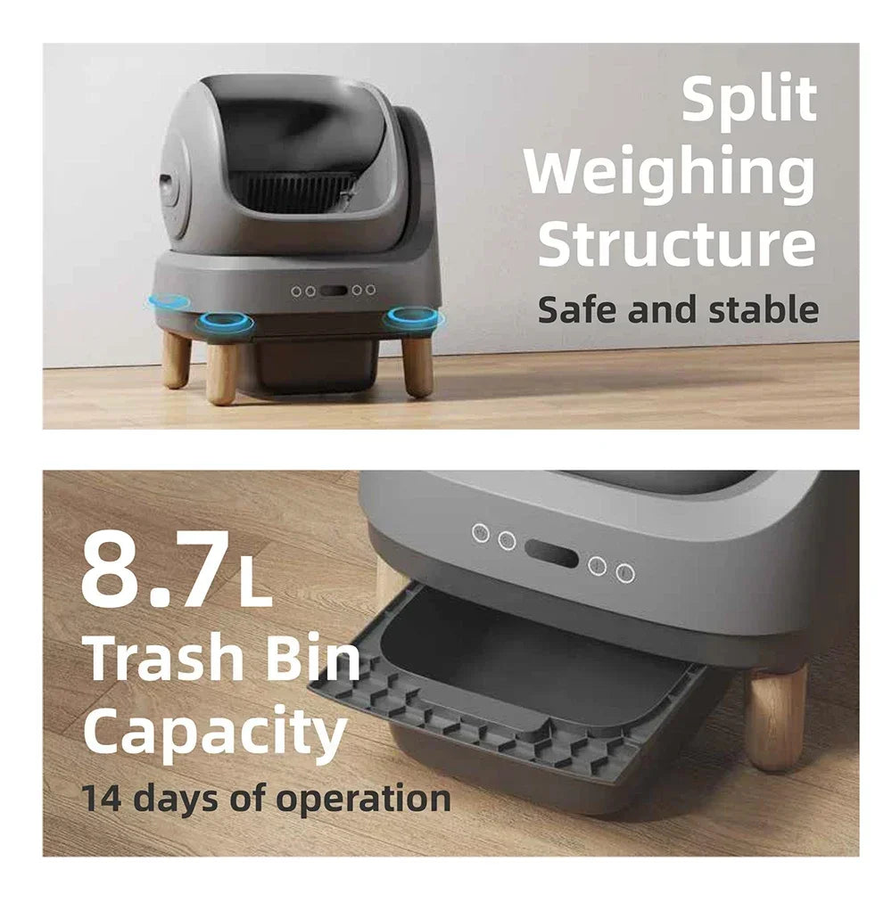 Open-Top Self-Cleaning Cat Litter Box With App Control