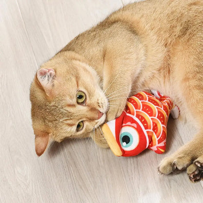 Flopping Fish Cat Toy Realistic Lucky Koi Electric Floppy Fish Toy For Cats Cat Enrichment Toys 300mAh Interactive Pet Supplies