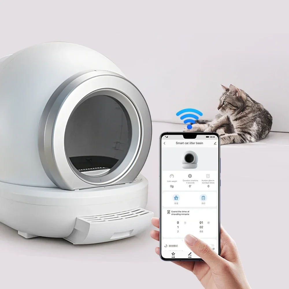 Self-cleaning Cat Litter Tray New App Programme-controlled Automatic Smart Cat Toilet Large and Safe for Multiple Cats