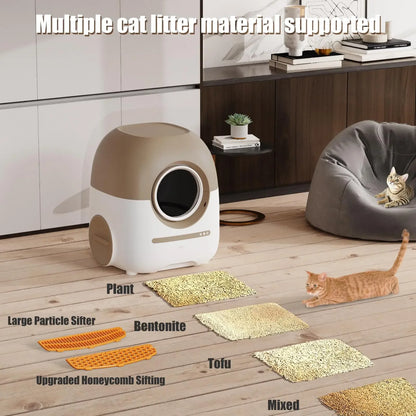 Wifi App Control Self Cleaning Automatic Cat Litter Box 80l Negative Ion Deodorization Smart Cat Toilet