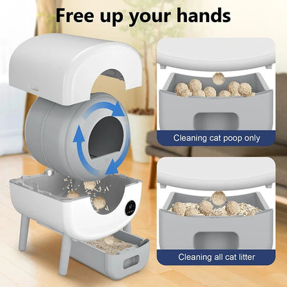 Factory Smart Cat Toilet 76L Large space APP remote control One click poop removal Automatic self cleaning litter box for cats