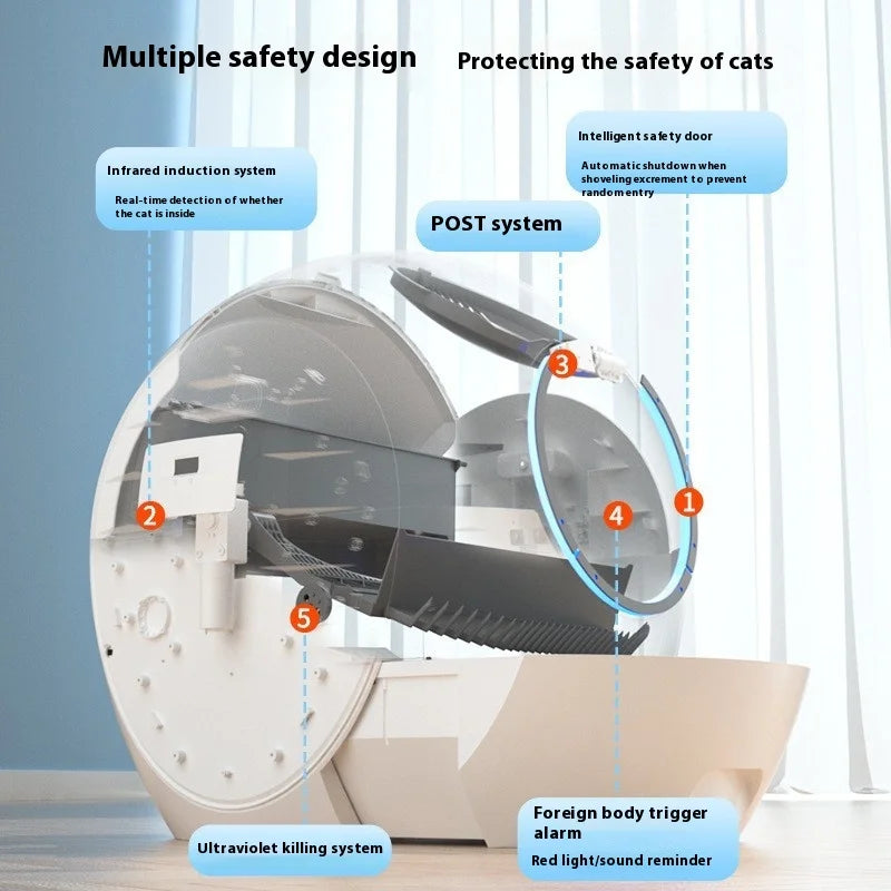 Automatic Self Cleaning Cat Litter Box Extra Large with APP LED Indicator Smart Health Monitor Litter Box English Version